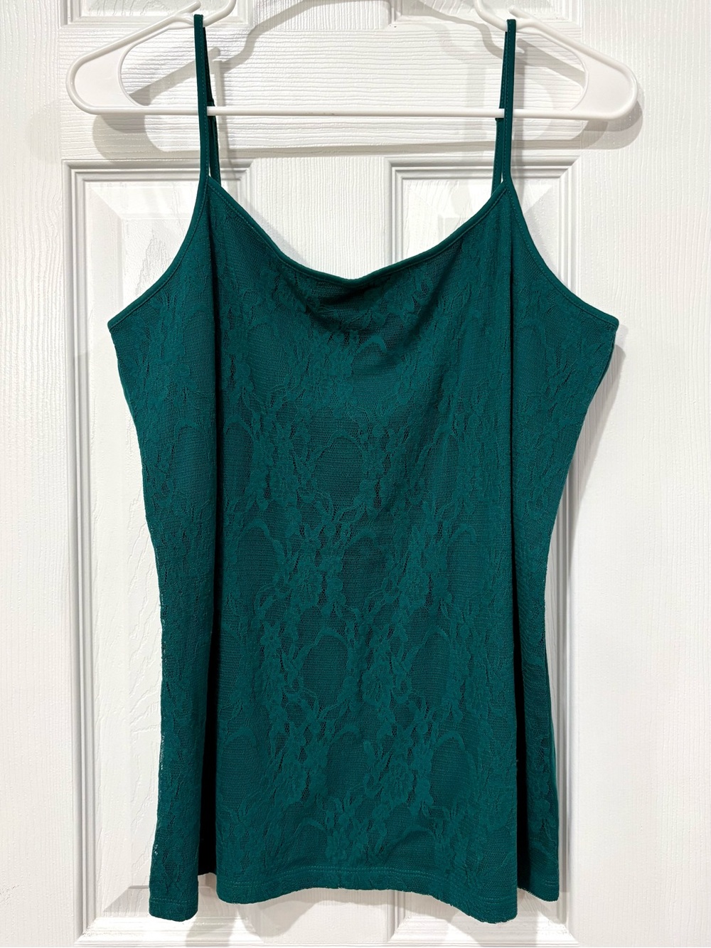 Loft Sleeveless Lace Cami Tank Top Strappy Green Large NWT